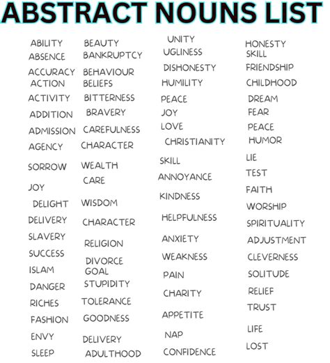 useful abstract noun|Abstract Nouns: What They Are and How to Use .